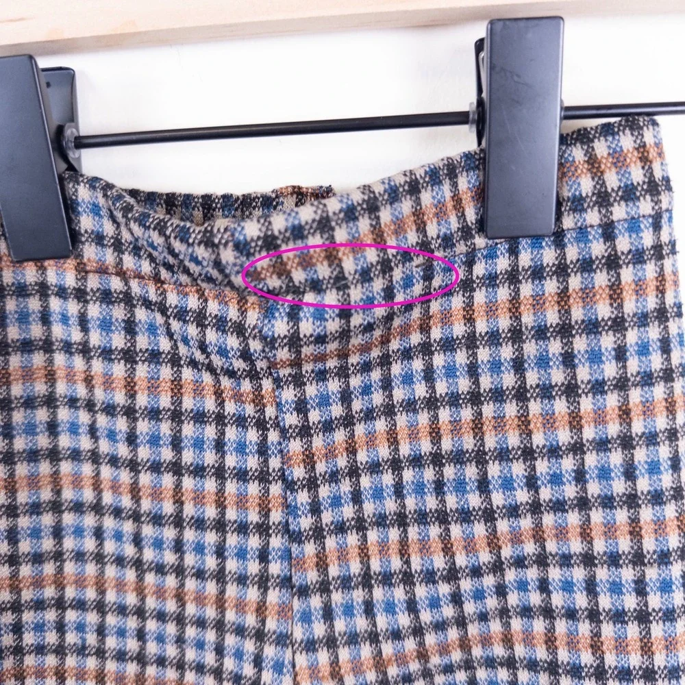 Zara Plaid Leggings Kids 2-3 Years Blue Brown Check Pattern Elastic Waist Pants‎